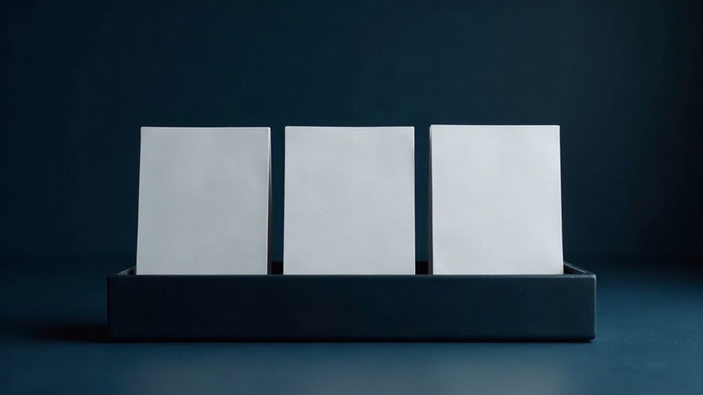 Index cards in a row, representing comparing credit-building services