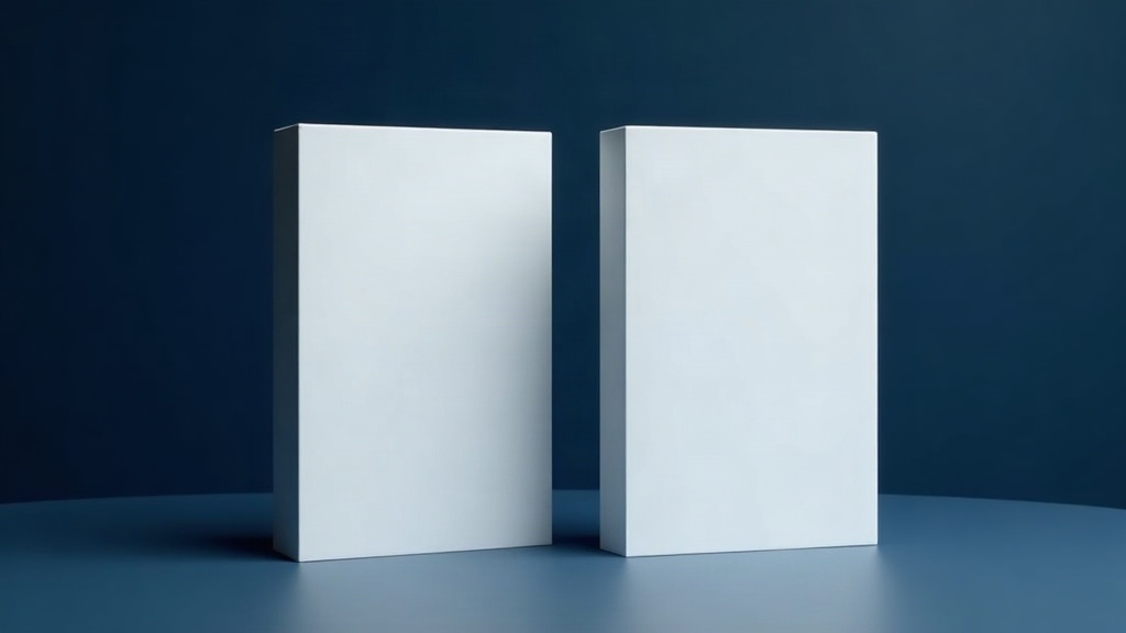 Two unbranded business banking cards, representing a choice between two providers