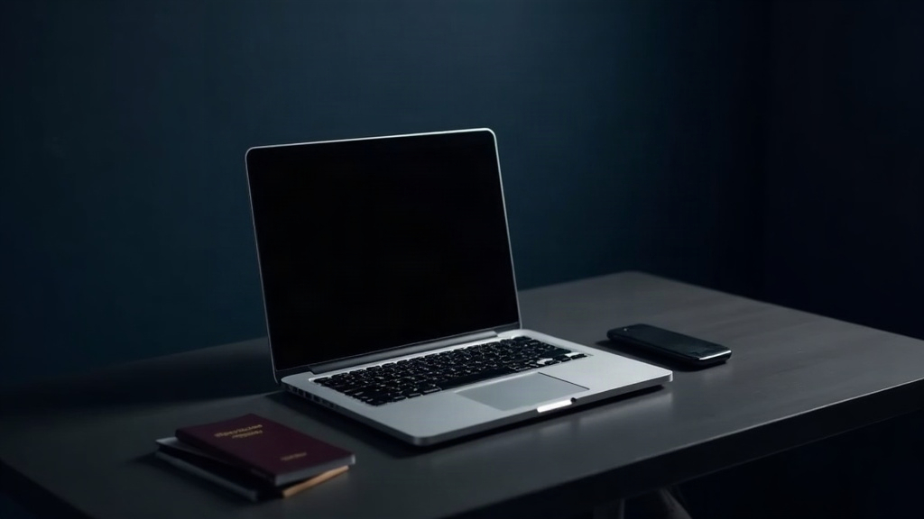 A laptop and passport, representing opening a US bank account without travelling
