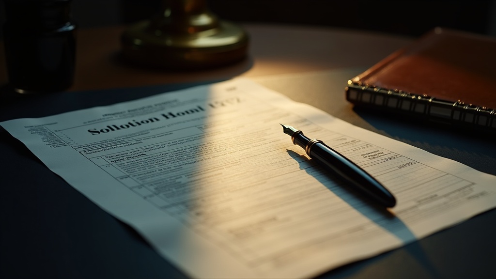A US tax form and pen on a dark navy desk, representing an EIN application