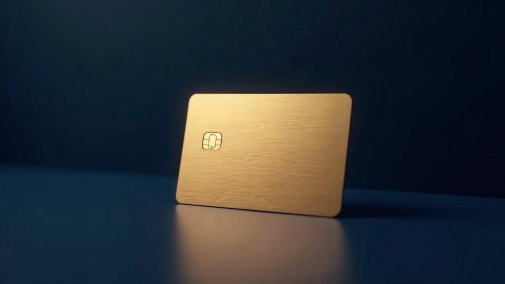 An unbranded premium gold charge card, the tier a non-resident founder builds towards