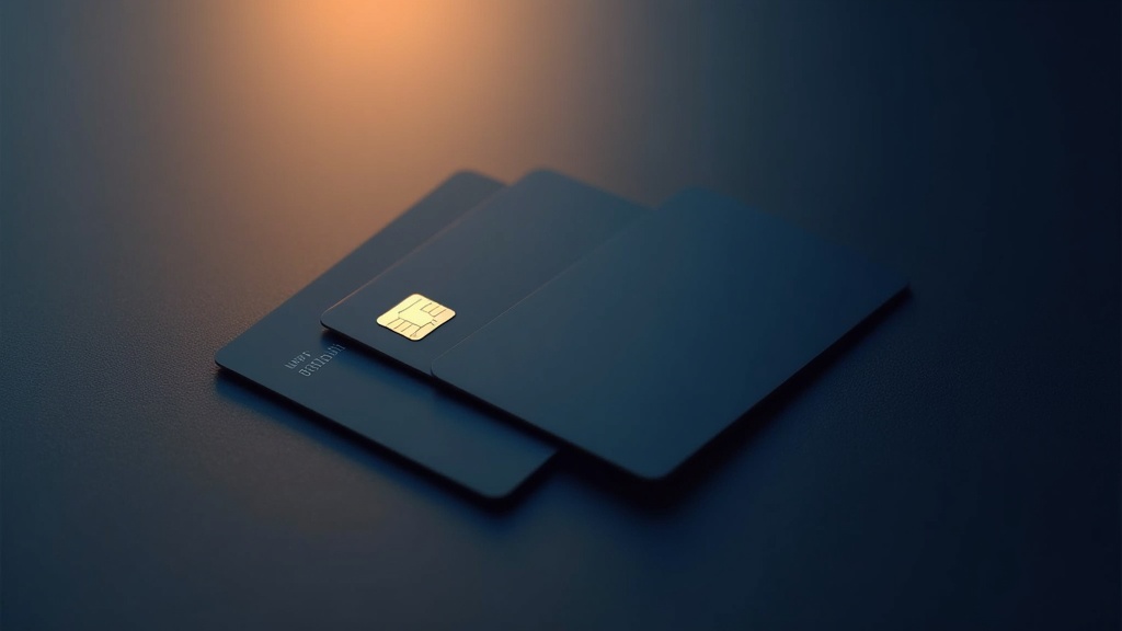 Three sleek payment cards fanned on a dark navy surface