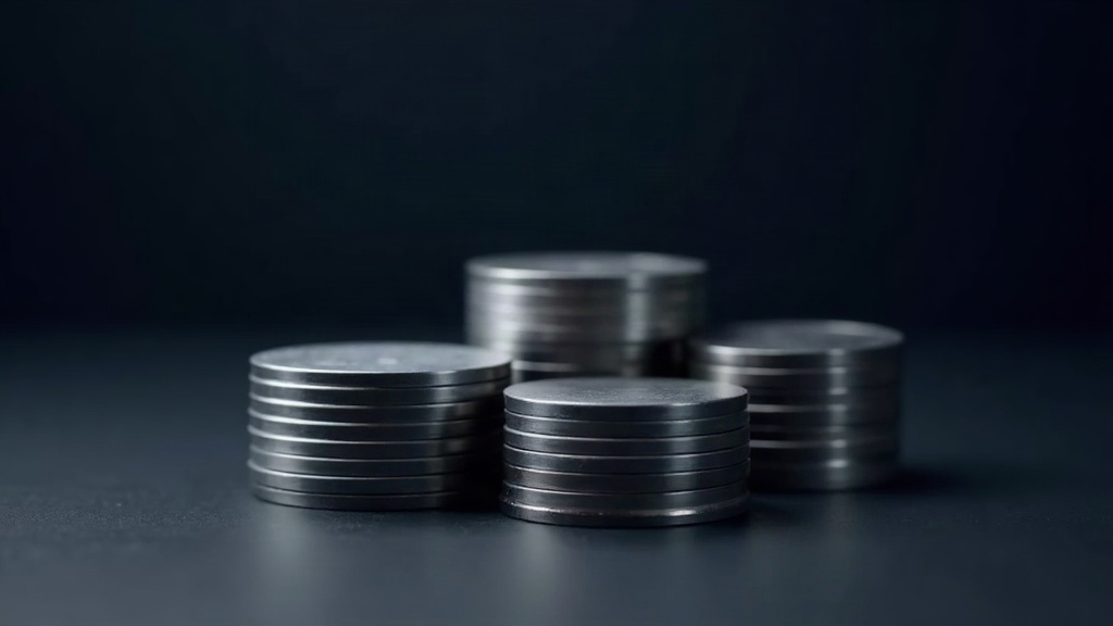 Stacks of discs at different heights, representing balances in several currencies